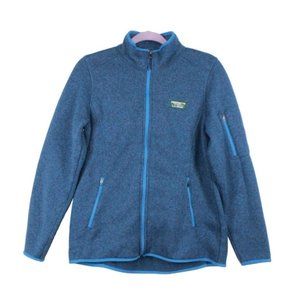 LL Bean Arctic Blue Soft Stretch Sweater Knit Fleece Full-Zip Jacket L